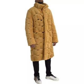 Bottega Veneta Yellow Wool Long Teddy Coat Jacket