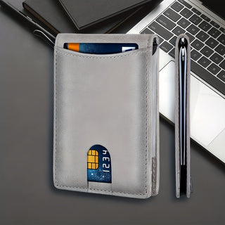 Men's Leather Multi Card Wallet One Piece RFID Blocking Wallet Ultra Slim Bifold Men's Wallet 