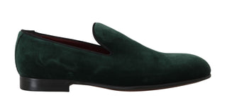 Dolce &amp; Gabbana Elegant Green Suede Slip-On Loafers