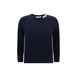 Thom Browne White bands crew neck Sweater