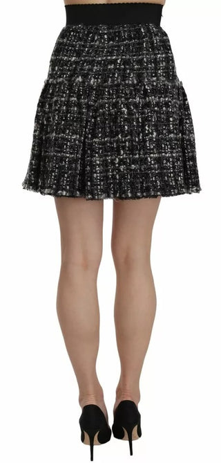 Dolce &amp; Gabbana Black Check Flounce Detailed Wool Mini Skirt