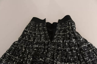 Dolce &amp; Gabbana Black Check Flounce Detailed Wool Mini Skirt