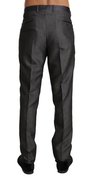 Dolce &amp; Gabbana Elegant Patterned Gray Wool Blend Trousers