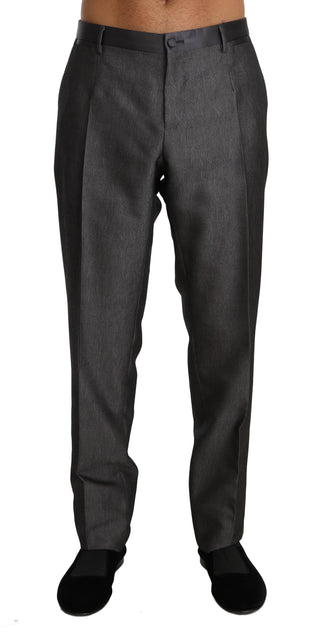 Dolce &amp; Gabbana Elegant Patterned Gray Wool Blend Trousers