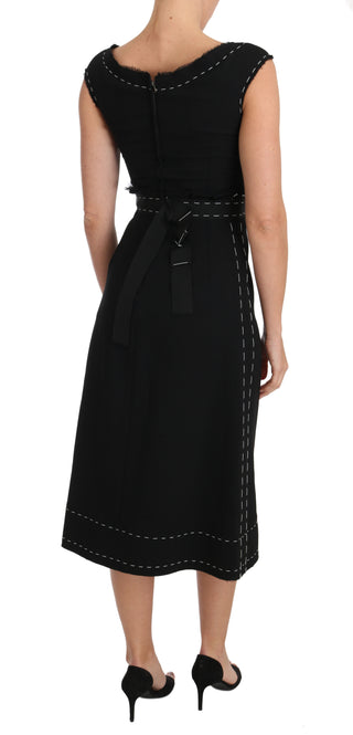 Dolce &amp; Gabbana Elegant Black Sheath Wool Dress