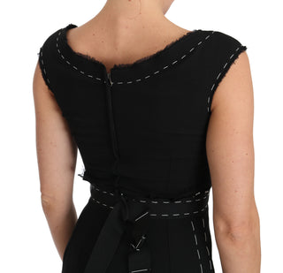 Dolce &amp; Gabbana Elegant Black Sheath Wool Dress