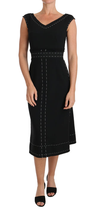 Dolce &amp; Gabbana Elegant Black Sheath Wool Dress