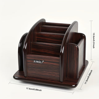 Wooden Rotating Desk Organizer - Creative Storage Box for Office Supplies, Home Decor and Gifts 