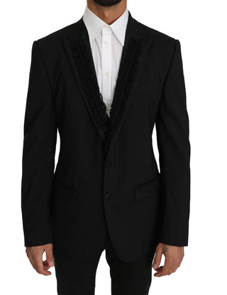 Dolce &amp; Gabbana Elegant Black Slim Fit Martini Blazer Jacket