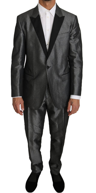 Dolce &amp; Gabbana Elegant Gray Patterned Martini Suit