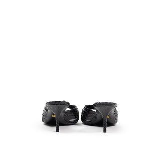 Dolce &amp; Gabbana Black Leather Di Pitone Sandal