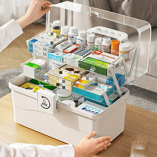 Large Capacity Waterproof Medical Storage Box - Versatile Rectangular Plastic Organizer with Lockable Lid for Home, Kitchen, Bedroom, Bathroom, Storage Bins for Organizing Items. 