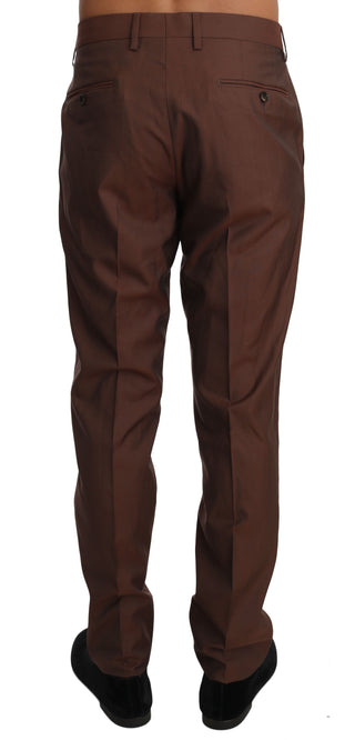 Dolce &amp; Gabbana Elegant Brown Wool-Silk Formal Pants