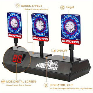 لعبة إطلاق نار إلكترونية مستهدفة، لعبة رقمية مع إعادة ضبط تلقائي، شاشة LED، تأثير صوتي، ضوء مؤشر، مصنوعة من راتنج ABS، باللون الأزرق، لعبة رياضية خارجية للأطفال، هدية للأولاد