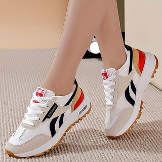 Women's Colorful Design Lace Up Soft Sole Comfortable Platform Walking Low Top Inflatable Breathable Sporty Sneakers 