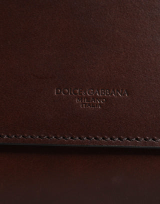 Dolce & Gabbana Brown Leather Logo Embossed Crossbody Bag