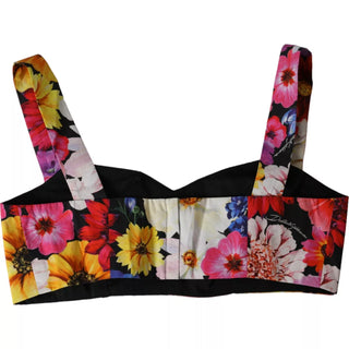 Dolce & Gabbana Multicolor Floral Sleeveless Bustier Crop Top