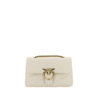 PINKO White Calf Leather Bos Taurus Shoulder Bag