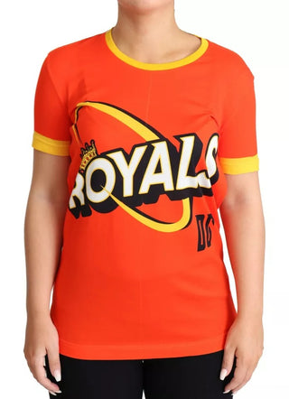 Dolce & Gabbana Orange Royals Print Round Neck T-shirt