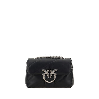 PINKO Black Calf Leather Bos Taurus Shoulder Bag