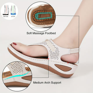 Women's Open Toe Floral Decor Sandals, Perforated Grain Sole, Elastic Strap, Slip-On Shoes, Summer Casual Beach Sandal 