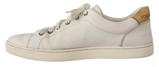 Dolce & Gabbana White Leather Heart Low Top Casual Sneakers Shoes