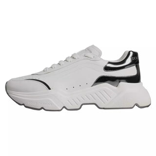 Dolce & Gabbana White Silver DAYMASTER Leather Sneakers Men Shoes