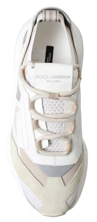 Dolce & Gabbana White Beige Leather Sport DAYMASTER Shoes Sneakers