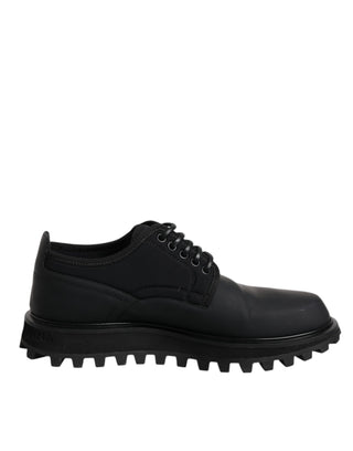 Dolce & Gabbana Black Leather Lace Up Trekking Dress Shoes