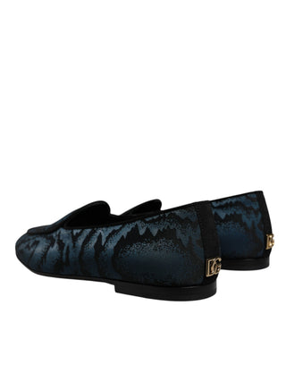 Dolce & Gabbana Blue Black Flats Men Loafers Dress Shoes