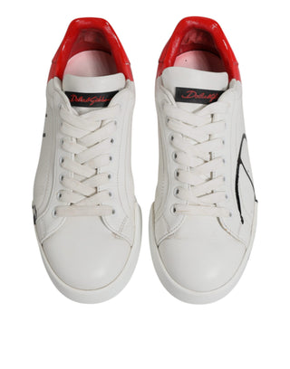 Dolce & Gabbana White Red Portofino Leather Sneakers Shoes