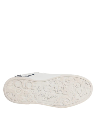 Dolce & Gabbana White Blue Leather Crown Milano Sneakers Shoes