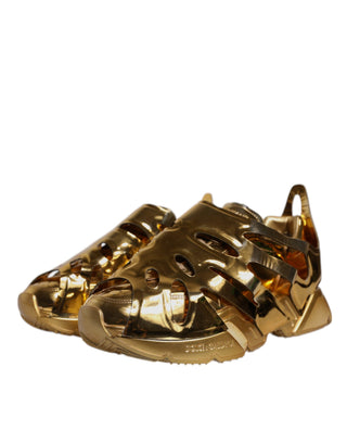 Dolce & Gabbana Gold Daymaster Leather Low Top Sneakers Shoes