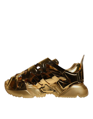 Dolce & Gabbana Gold Daymaster Leather Low Top Sneakers Shoes