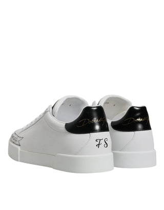 Dolce & Gabbana White Leather Low Top Lace Up Sneakers Shoes