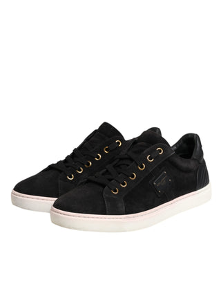 Dolce & Gabbana Black Logo Suede Leather Men Sneakers Shoes