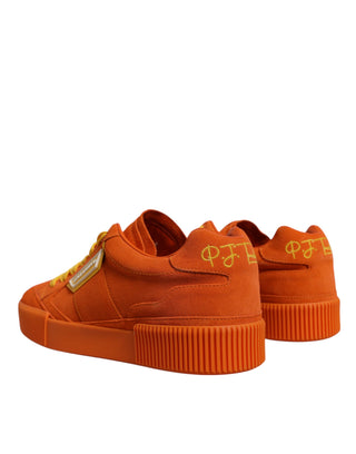 Dolce & Gabbana Orange Miami Leather Low Top Sneakers Shoes