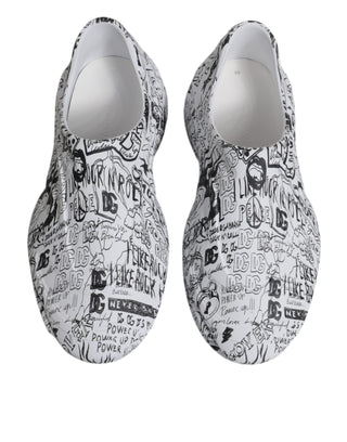 Dolce & Gabbana White Black Graffiti Daymaster Sneakers Shoes