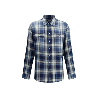 Dsquared² Blue Cotton Pattern Shirt