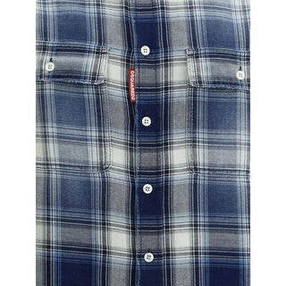 Dsquared² Blue Cotton Pattern Shirt