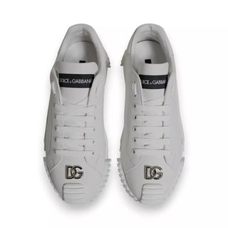 Dolce & Gabbana White Leather Logo Low Top NS1 Sneakers Shoes