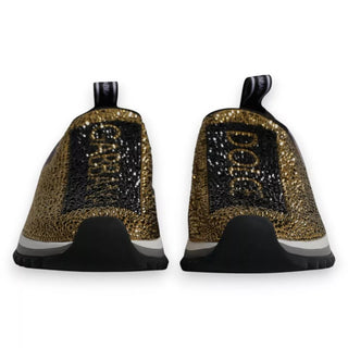 Dolce & Gabbana Gold Rhinestones Sorrento Sneakers Shoes