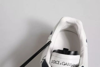 Dolce & Gabbana White Blue Leather Crown Milano Sneakers Shoes