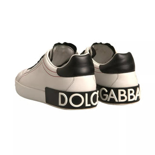 Dolce & Gabbana White Leather Logo Portofino Sneakers Shoes