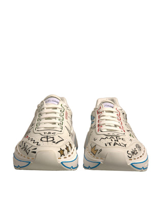 Dolce & Gabbana White Daymaster Hand Painted Sneakers Shoes