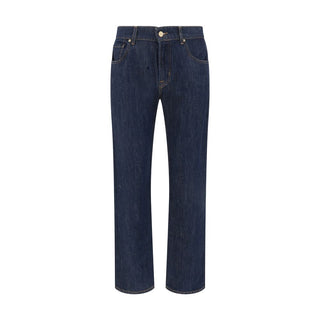 7FOR Blue Cotton Straight-Leg Jeans