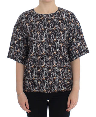 Dolce &amp; Gabbana Enchanted Sicily Silk Blouse with Key Print