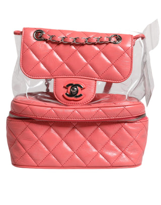 Chanel Pink Vinyl Leather Backpack Purse Bag