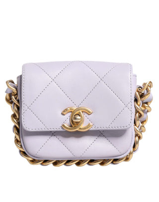 Chanel Blue Quilted Calfskin Framing Chain Flap Mini crossbody Bag