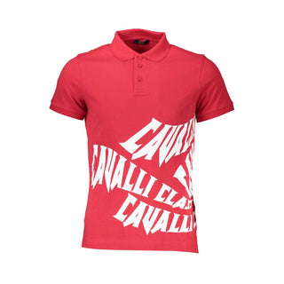 Cavalli Class Red Cotton Men Polo Shirt